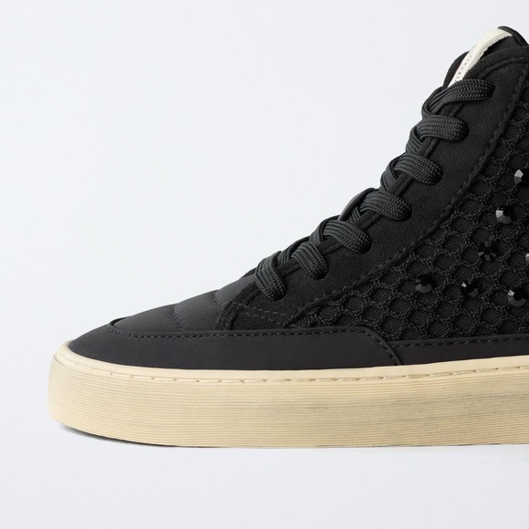 NEW Zara Kids Girl Black High-Top Sneakers Size 33 US 1 - Picture 3 of 7